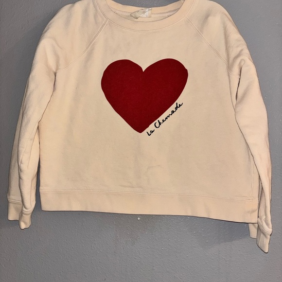 Sezane La Chamade Sweatshirt Cream / Red - Size S - Picture 2 of 6
